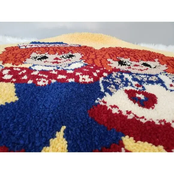 LARGE VINTAGE RAGGEDY ANN & ANDY 46" bedroom decor nursery retro latch hook rug